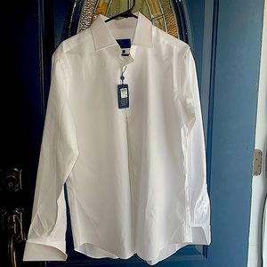 David Donahue, dress shirt, button down long sleeve,white